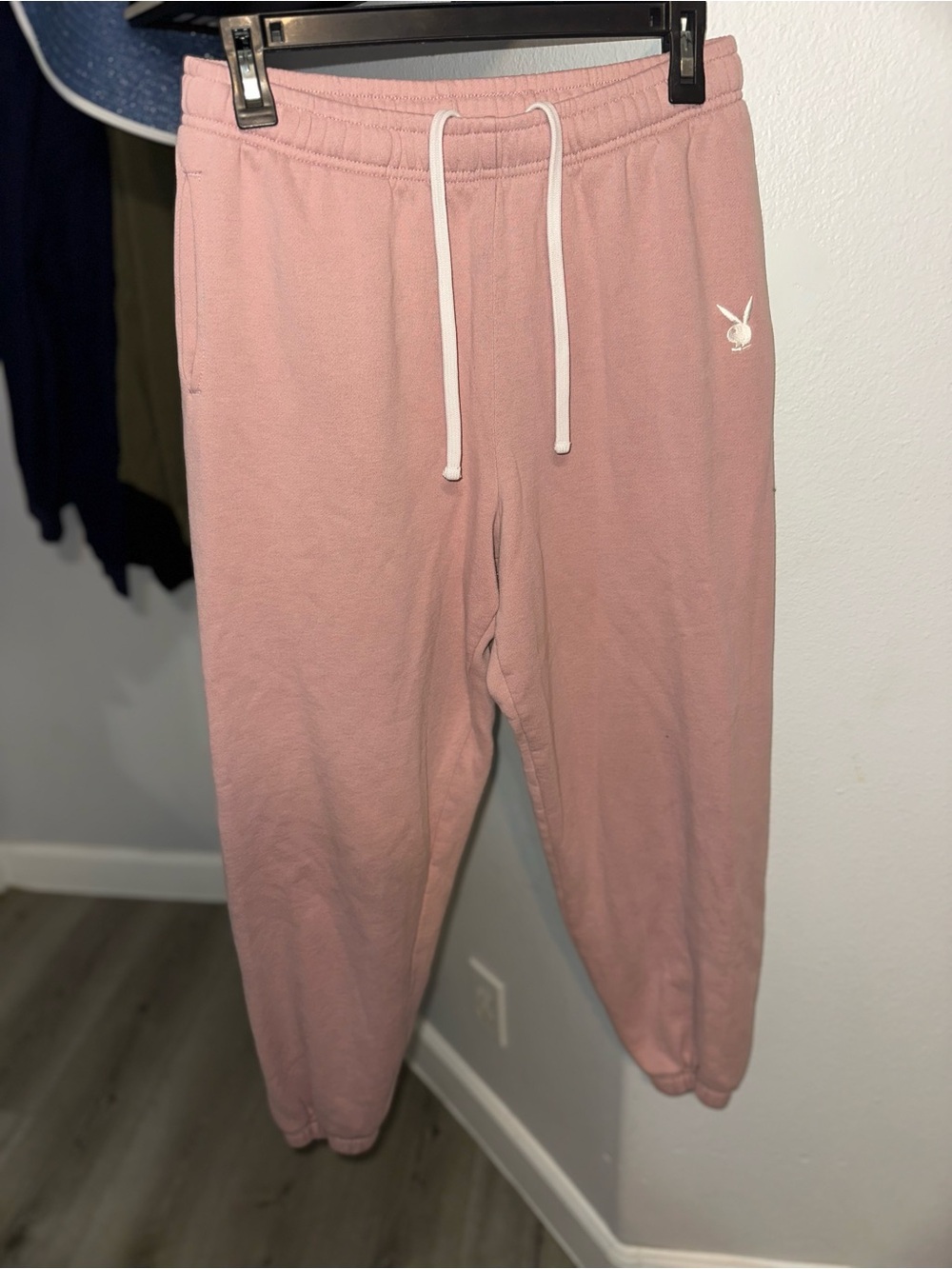 PLAYBOY Dusty Pink Joggers with White Drawstring